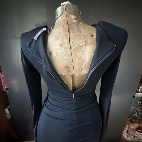 Vintage iconic Roberto Cavalli black ruched stretch dress w/gold panther heads S - Picture 9 of 14